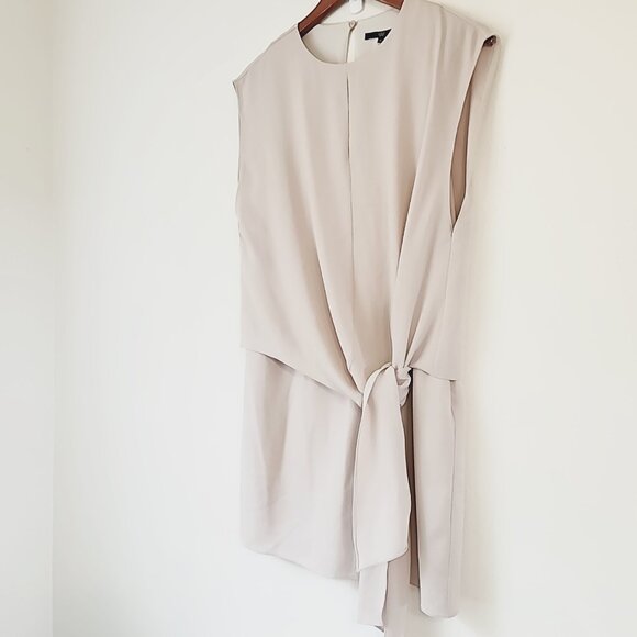 Tibi Savanna Double Layer Tie Front Dress Blush Cream Color Sz 6 TriacetateBlend - Picture 4 of 16